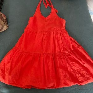 Burnt Orange Halter Dress